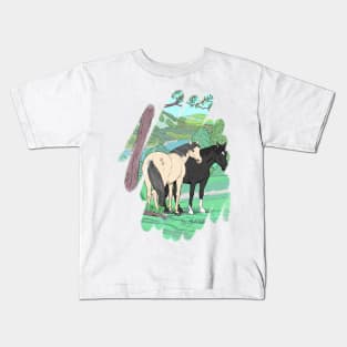 Painted Wild Horses Kids T-Shirt